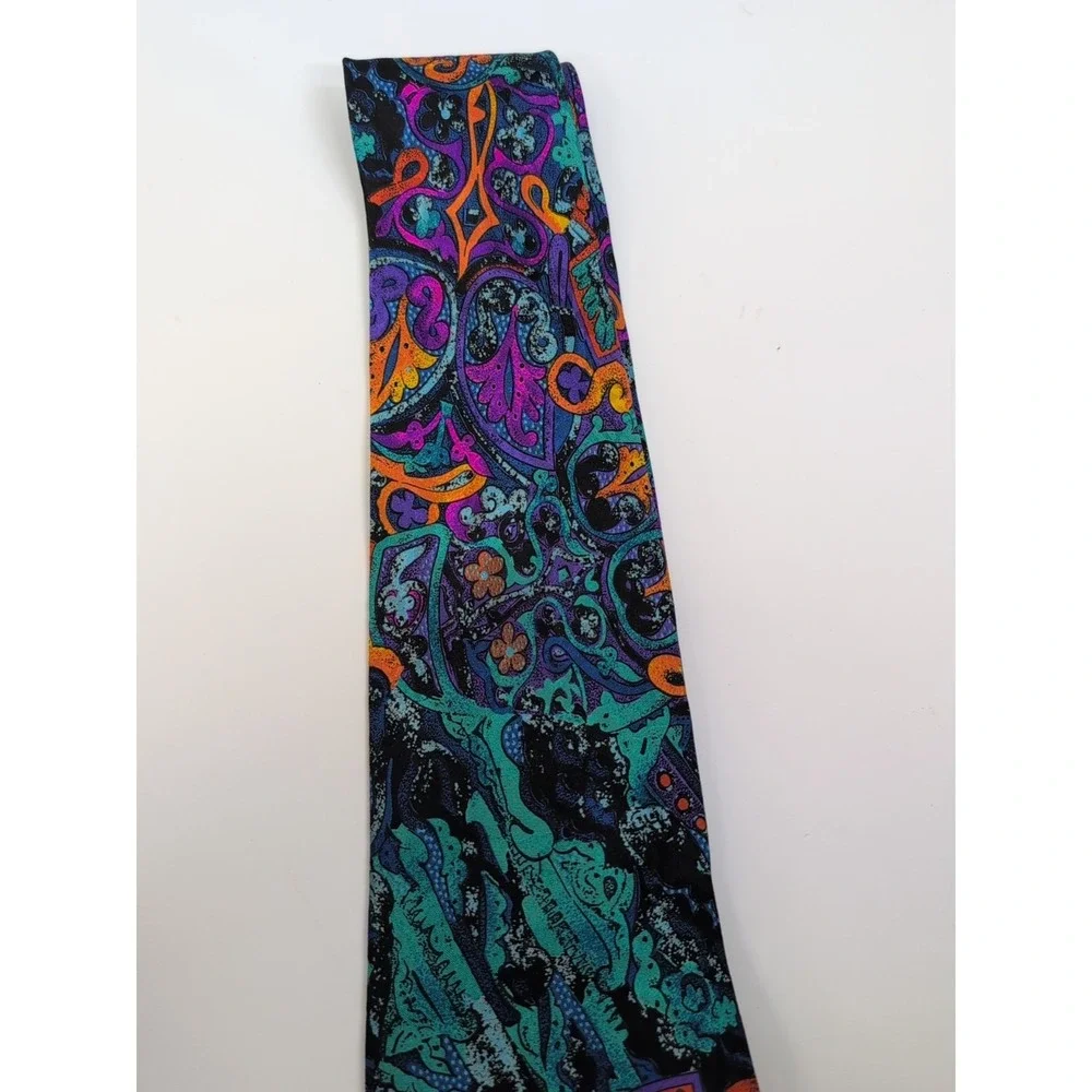 BRIONI Necktie Made in ITALY 100%‎ Silk ~ Blue,Purple Black,Orange About 56
